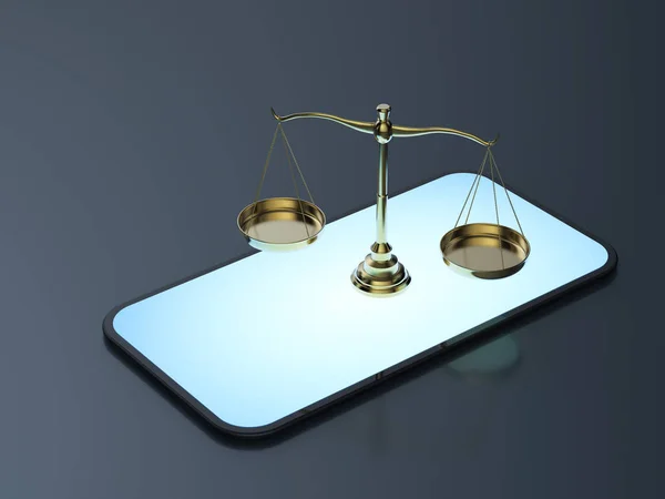 Cyber Law Internet Law Concept Rendering Law Scale Mobile Phone — Stock Photo, Image