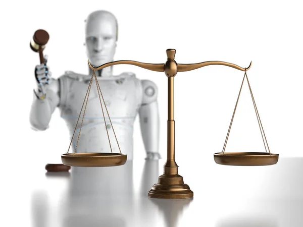 Cyber Diritto Internet Legge Concetto Con Rendering Robot Con Scala — Foto Stock