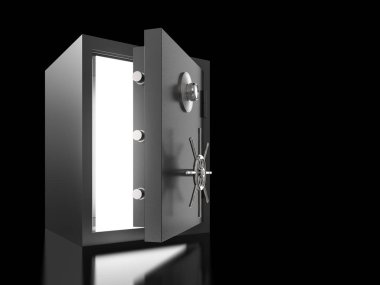 3D render banka güvenli veya banka kasası açık