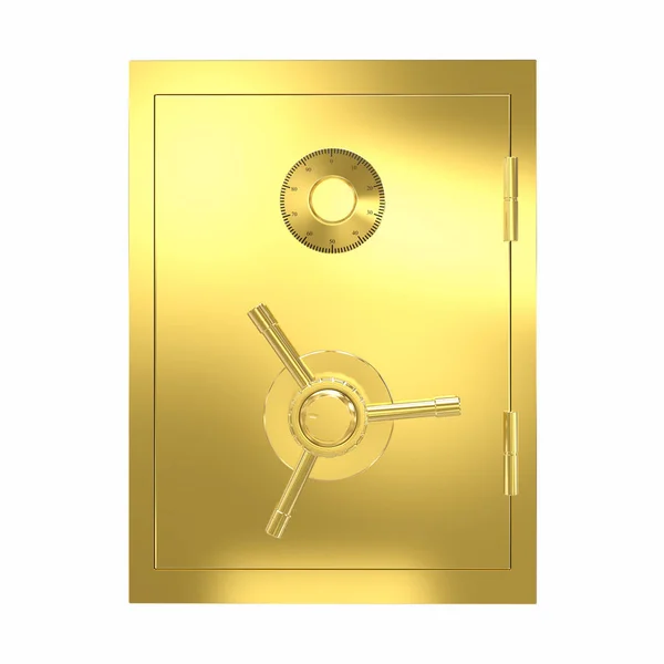 Rendering Golden Bank Safe Isolated White — Stock Photo, Image