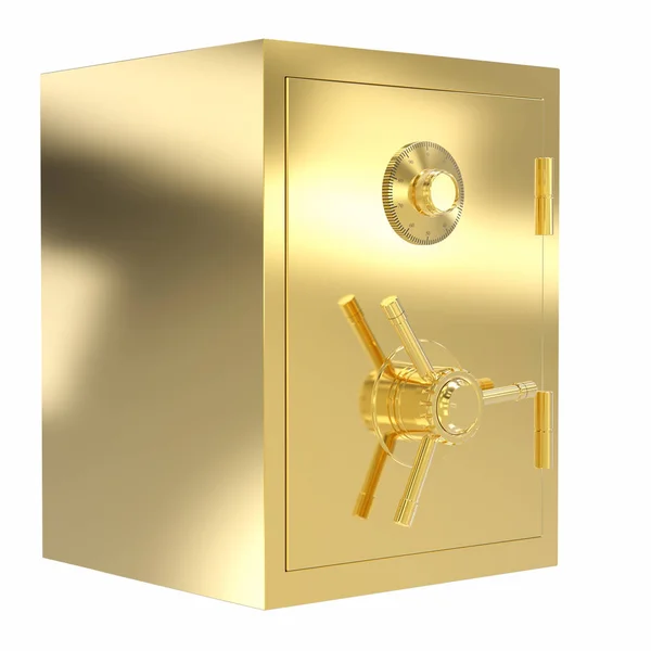 Rendering Golden Bank Safe Isolated White — Stock Photo, Image