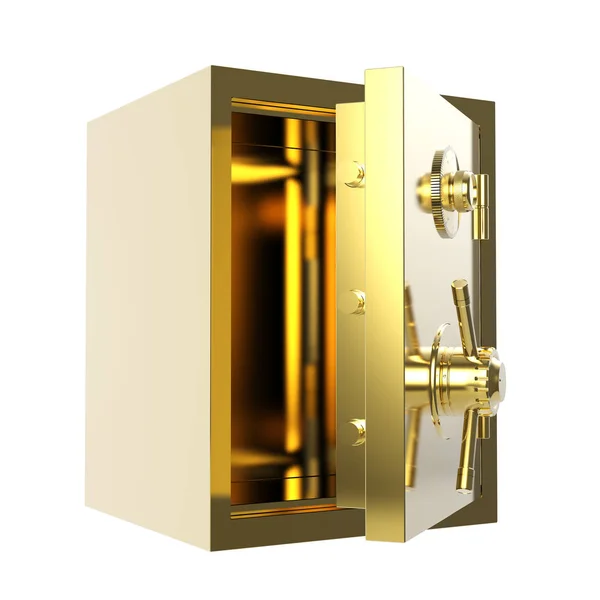 3d rendering gold bank safe or bank vault open