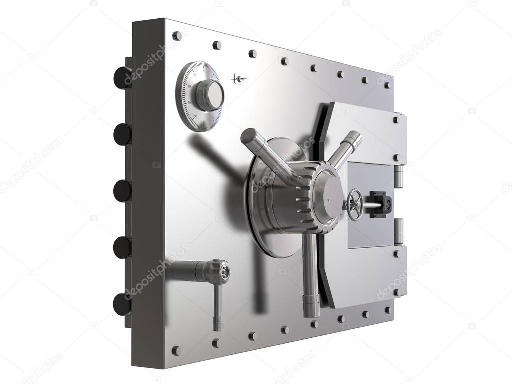 3d rendering bank safe or bank vault isolated