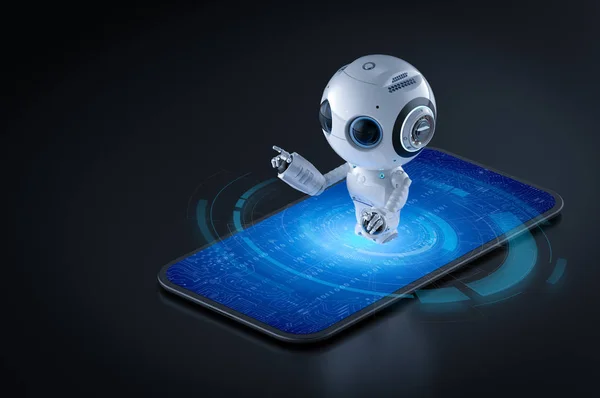 Intelligence Artificielle Sur Concept Mobile Avec Robot Rendu Sur Téléphone — Photo