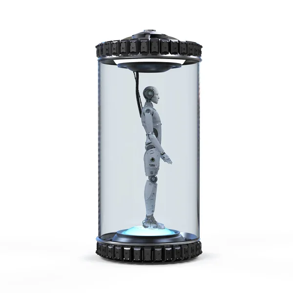 Artificial Intelligence Development Concept Rendering Robot Glass Capsule — Stock Fotó