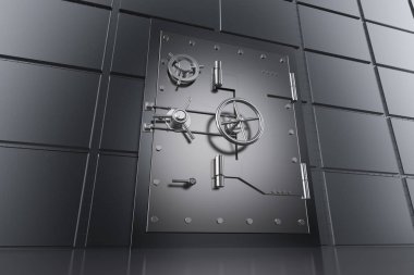 3D render metalik banka güvenli veya banka kasası 