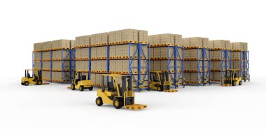 3D render boş forklift ambarı