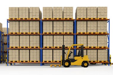 3D render boş forklift ambarı