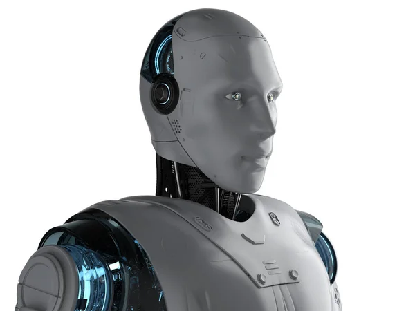 Representación Humanoide Robot Retrato Aislado Blanco —  Fotos de Stock