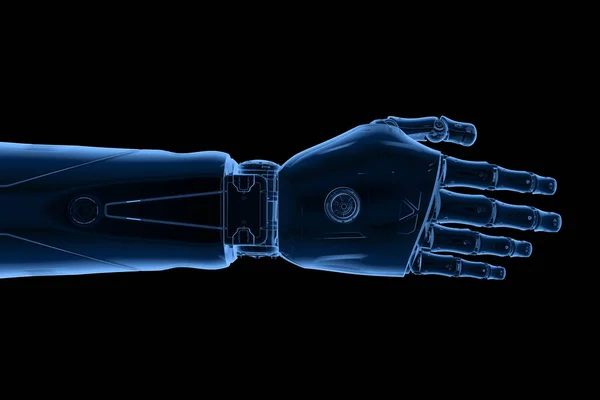 Rendering Ακτινογραφία Ρομποτικό Χέρι Απομονωμένες Μαύρο — Φωτογραφία Αρχείου
