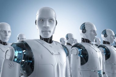 3D render robot derleme veya grubu Cyborgs