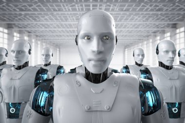 3D render robot derleme veya grubu Cyborgs