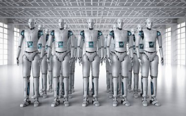 3D render robot derleme veya grubu Cyborgs