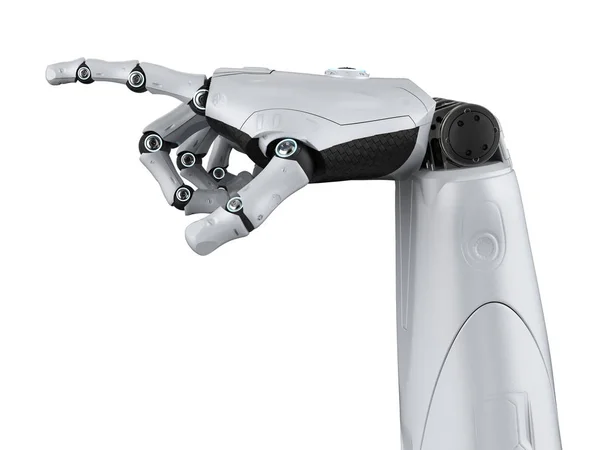 Rendering Robotic Hand Pekar Isolerade Vit — Stockfoto