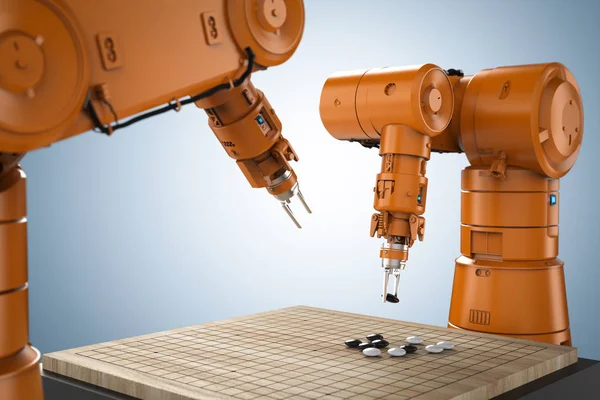 Concepto Aprendizaje Automático Con Renderizado Juego Robot Inteligencia Artificial — Foto de Stock