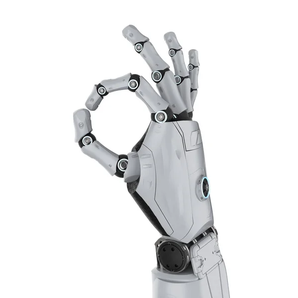 Rendering Roboter Hand Geste Isoliert Auf Weiß — Stockfoto