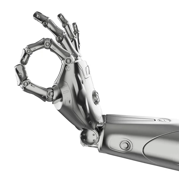 Rendering Robot Hand Gesture Isolated White — Stock Photo, Image