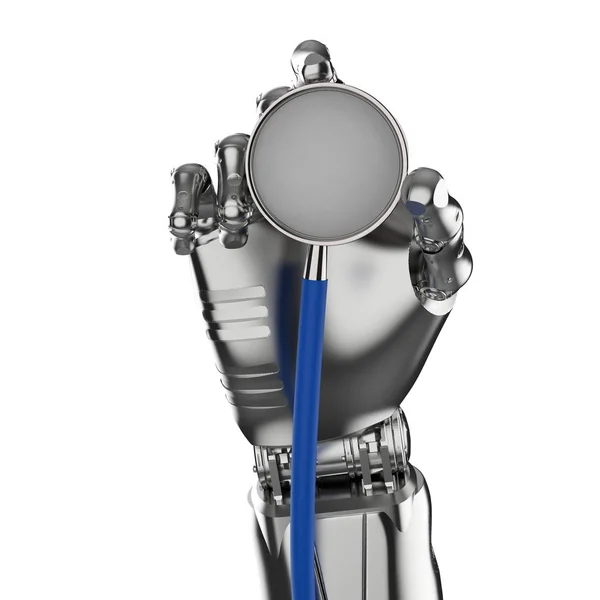 Tıbbi Teknoloji Kavramı Ile Render Robot Robot Tutun Stetoskop — Stok fotoğraf