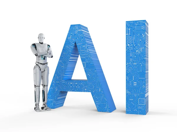 인공 지능 텍스트와 로봇 — 스톡 사진