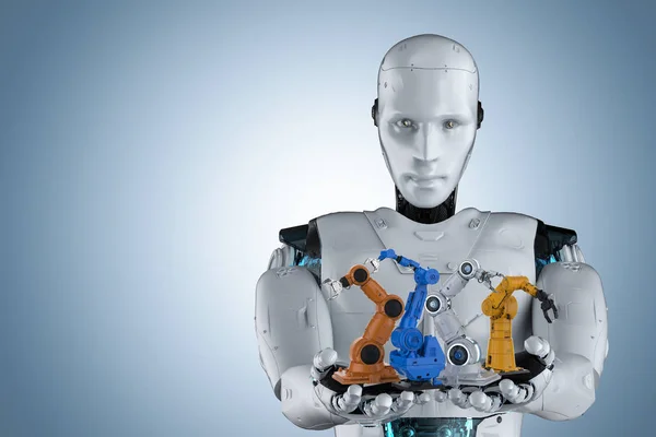 Robot kolları olan cyborg — Stok fotoğraf