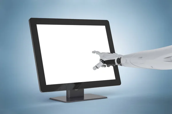 Robot dedo en el monitor —  Fotos de Stock