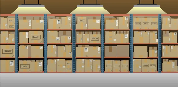 Αποθήκη με στοίβα κουτιών — Διανυσματικό Αρχείο