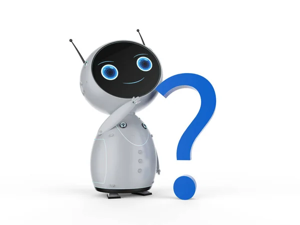 Soru işareti ile sevimli robot — Stok fotoğraf