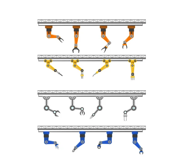 Conjunto Braços Robóticos Uma Linha Ilustração Vetorial —  Vetores de Stock