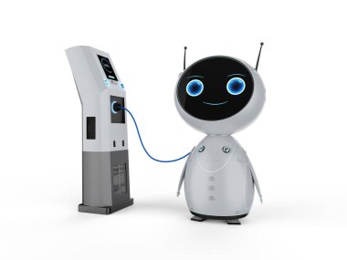 Elektrikli şarj istasyonu ile robot 