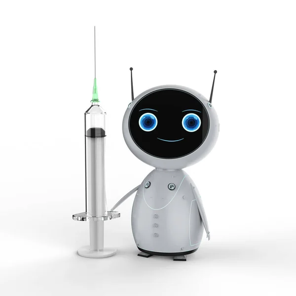 Mini robot met spuit — Stockfoto