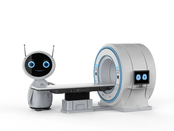 Robot con máquina de escaneo mri — Foto de Stock