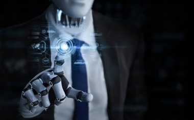 grafik ekranlı robot işadamı