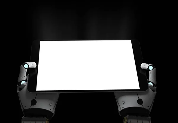 Robot met Tablet PC — Stockfoto