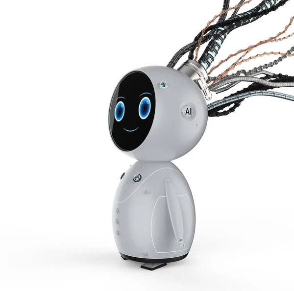 와이어가있는 귀여운 로봇 — 스톡 사진
