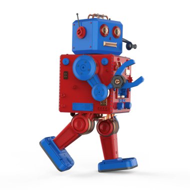 Kırmızı robot tin oyuncak 