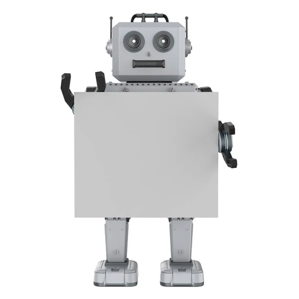 白い白い紙が付いているロボットスズのおもちゃ — ストック写真