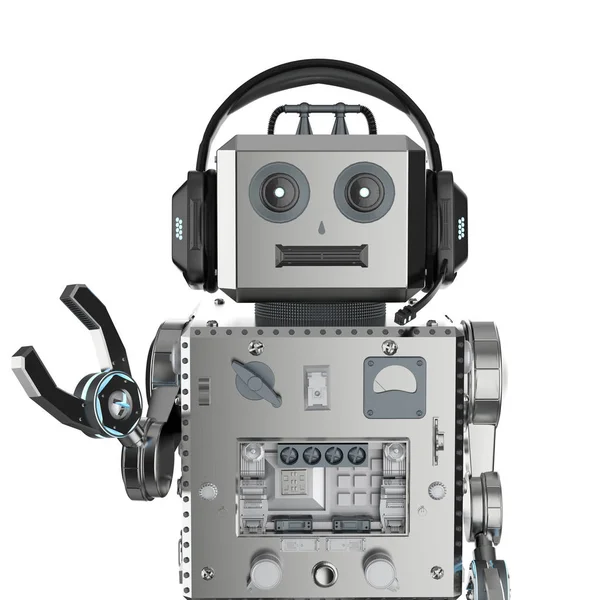 Robot ón játék fülhallgatóval — Stock Fotó