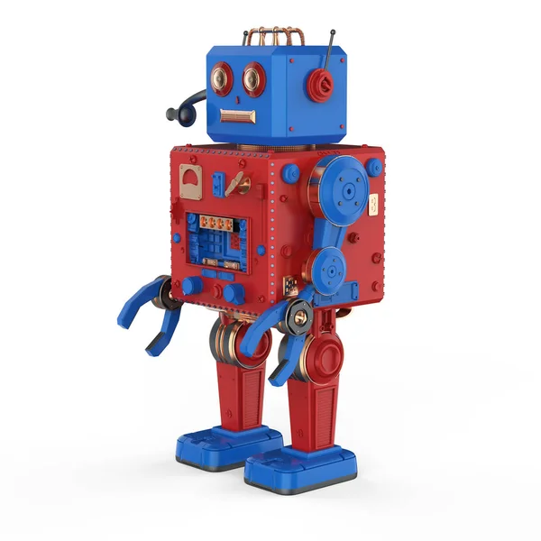 Czerwony Robot cyny Zabawka z zestawem słuchawkowym — Zdjęcie stockowe