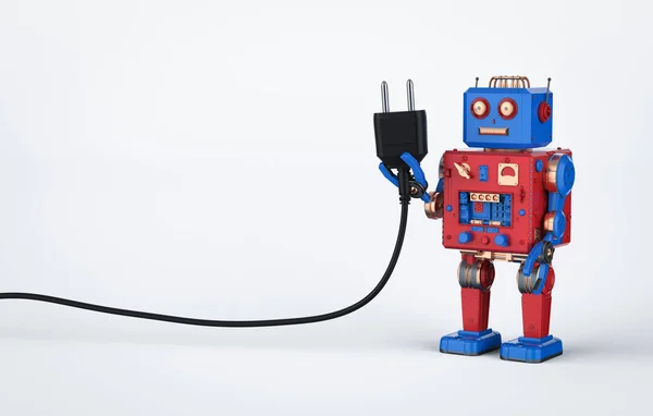 Hračka na cínový robot se zástrčkou — Stock fotografie