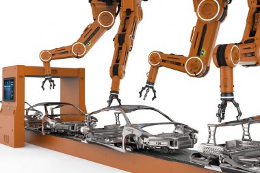 Otomasyon aumobile fabrika konsepti 