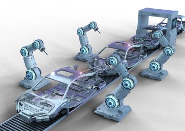 Otomasyon aumobile fabrika konsepti 