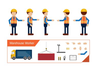 Warehouse worker or delivery man character vector illustration clipart
