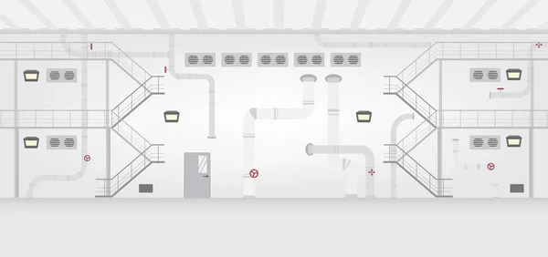 Interno Della Fabbrica Con Illustrazione Chiusa Del Vettore Della Porta — Vettoriale Stock