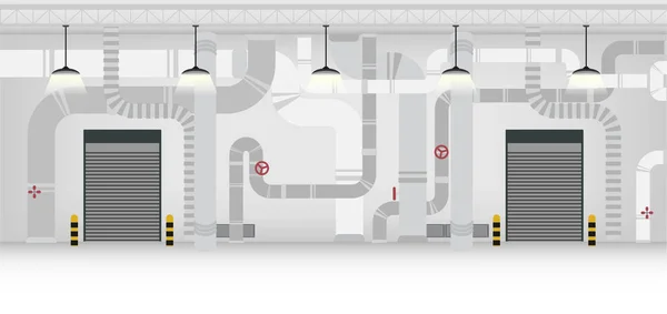 Intérieur Usine Avec Porte Battante Illustration Vectorielle Fermée — Image vectorielle