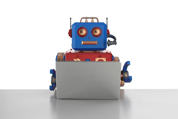Ρομπότ με φορητό υπολογιστή — Φωτογραφία Αρχείου