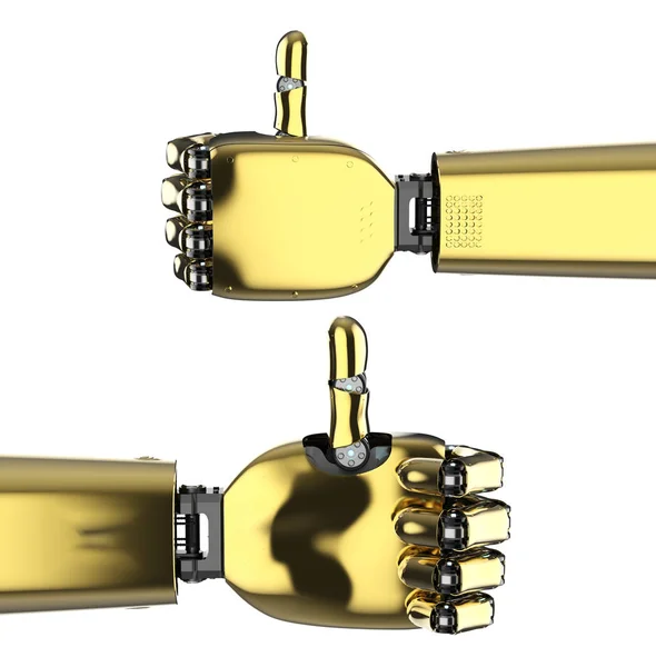 机器人手竖起大拇指隔离 — 图库照片