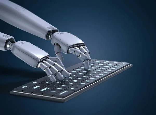 Robot typing keyboard — Stock Photo, Image