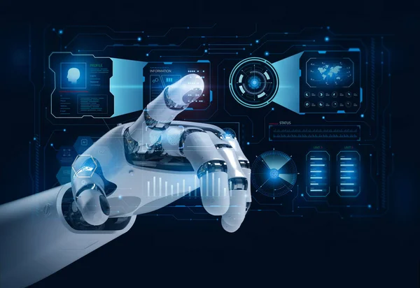 Robotic hand with graphic display — Stock Photo, Image