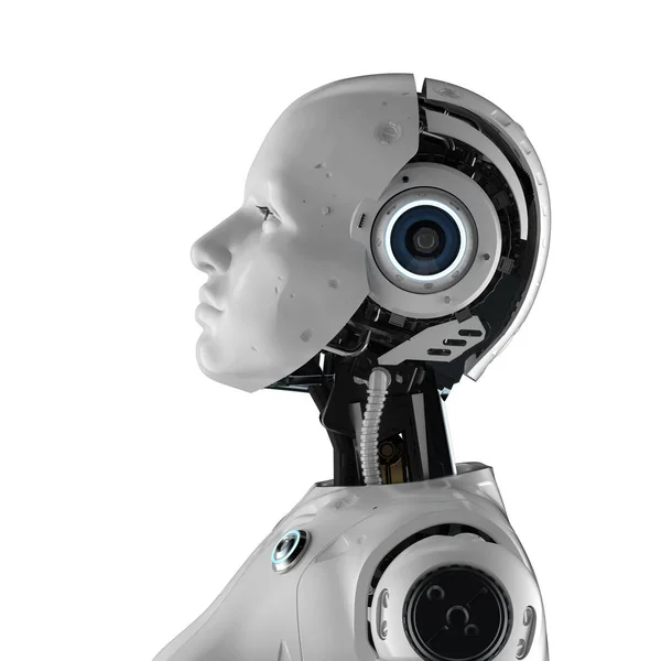 Cyborg femminile o robot vista laterale — Foto Stock