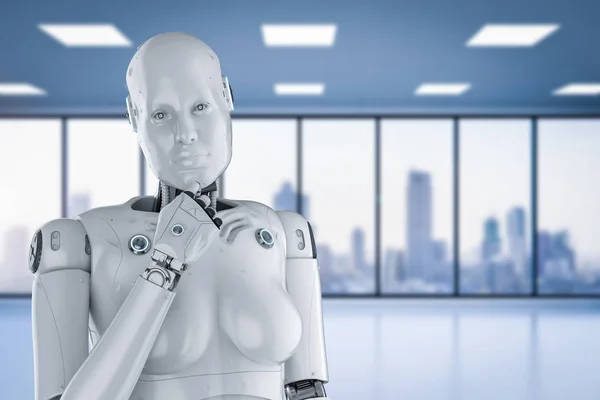 Female cyborg or robot analyze — Stock Photo, Image